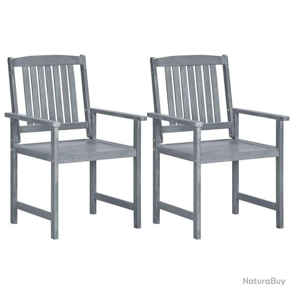 Chaises de jardin lot de 2 Gris Bois solide d'acacia