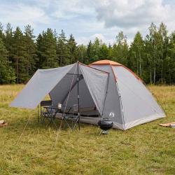 Tente de camping Gris et orange 6 personnes Polyester et Acier