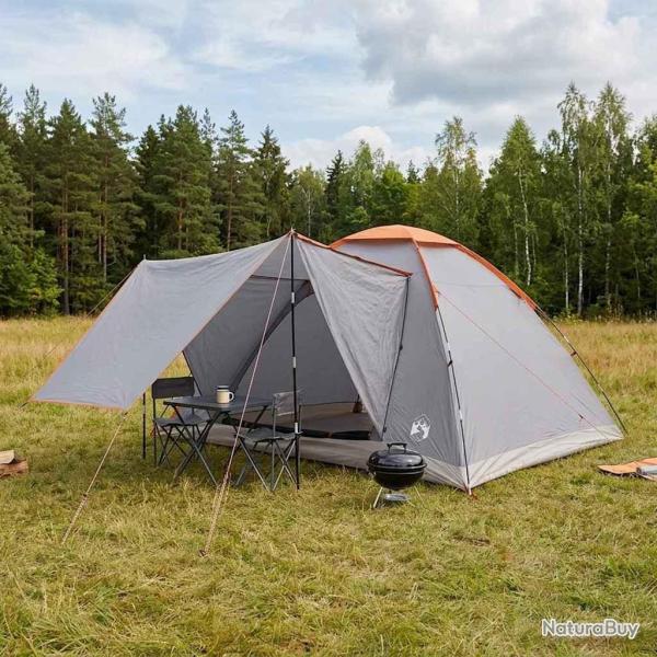 Tente de camping Gris et orange 6 personnes Polyester et Acier
