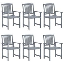 Chaises de jardin lot de 6 Bois d'acacia massif Gris