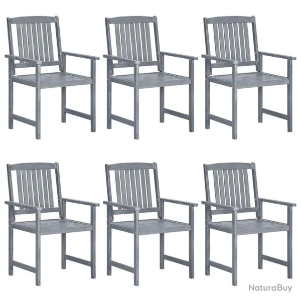 Chaises de jardin lot de 6 Bois d'acacia massif Gris
