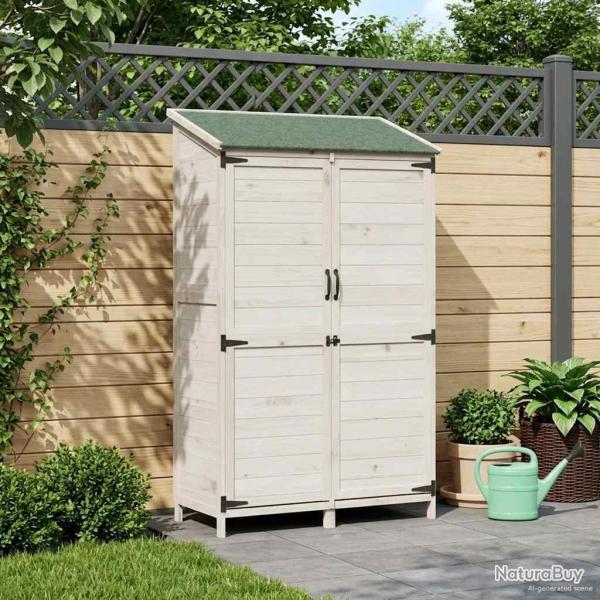 Abri de jardin Blanc 106,5 x 56 x 176 cm Bois de Sapin Massif