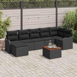 Ensemble de canap&eacute; de jardin avec coussin 8 pcs Noir polyrotin