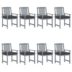 Chaises de jardin et coussins lot de 8 Bois acacia solide Gris