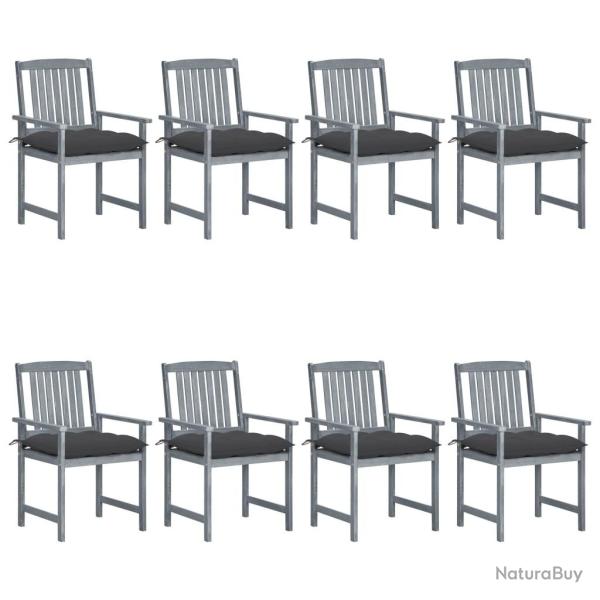 Chaises de jardin et coussins lot de 8 Bois acacia solide Gris