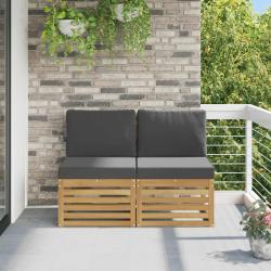 2 Pi&egrave;ce Sofa de milieu ext&eacute;rieur Bois d'Acacia Massif Blanc