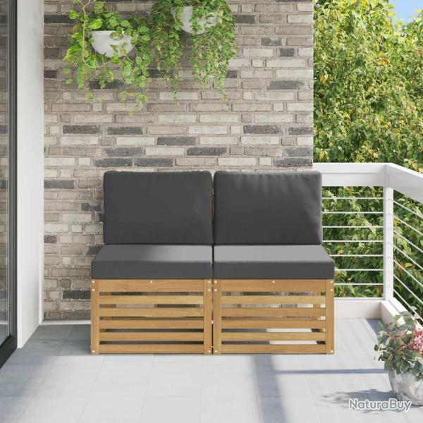 2 Pi�ce Sofa de milieu ext�rieur Bois d'Acacia Massif Blanc