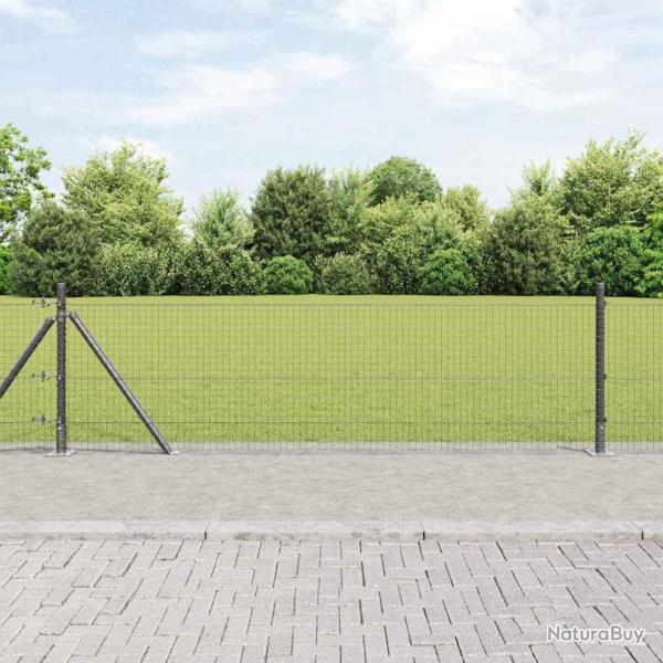 Cl�ture en fil soud� avec base en b�ton 100 x 0,4 m Gris Maille