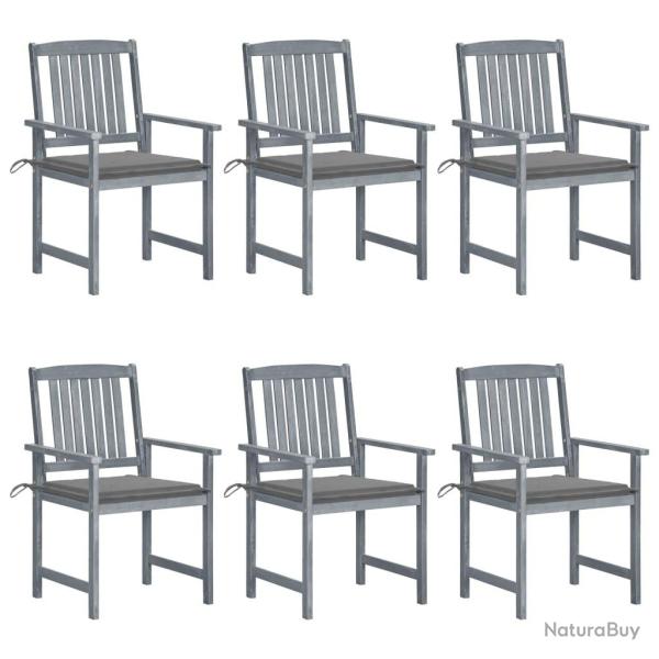 Chaises de jardin et coussins lot de 6 Bois acacia massif Gris