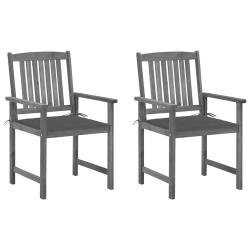 Chaises de jardin et coussins lot de 2 Gris Bois acacia massif