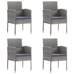 Chaises de jardin coussins gris fonc&eacute; 4 pcs gris r&eacute;sine tress&eacute;e