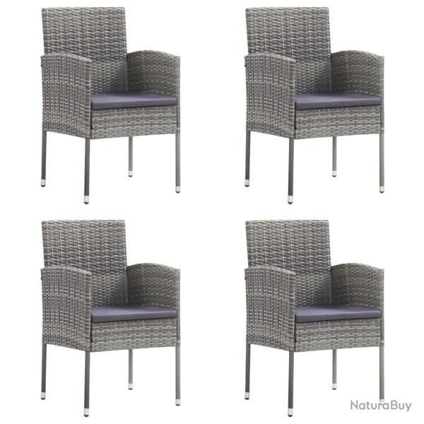 Chaises de jardin coussins gris fonc� 4 pcs gris r�sine tress�e