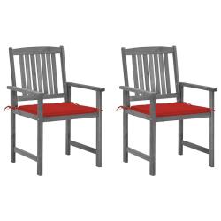 Chaises de jardin et coussins lot de 2 Gris Bois acacia massif