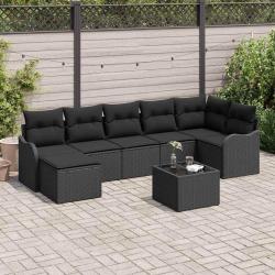 Ensemble de canap&eacute; de jardin Noir polyrotin