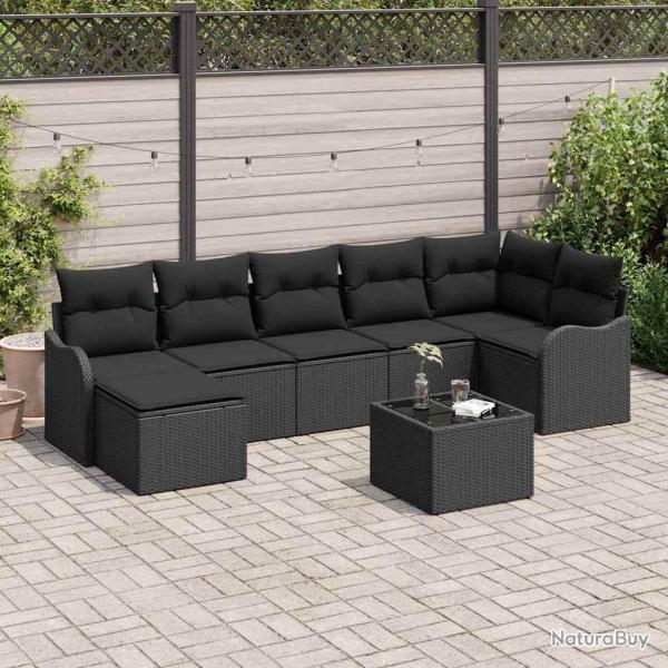 Ensemble de canap� de jardin Noir polyrotin