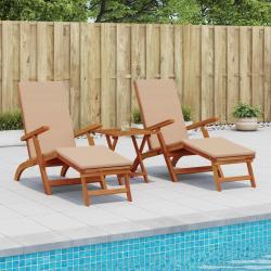 Chaise longue inclinable et pliable 3 pcs Taupe