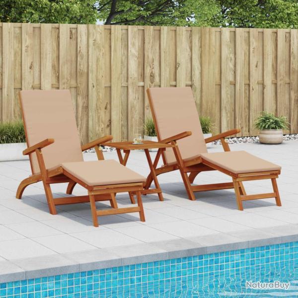 Chaise longue inclinable et pliable 3 pcs Taupe