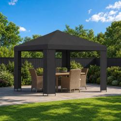 Pavillon 3 x 3 m Anthracite Polyester et Acier 190 gsm