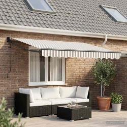 Auvent r&eacute;tractable Gris clair et blanc 3 x 2,5 m