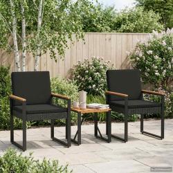 Ensemble de meubles d'ext&eacute;rieur 3 pcs Noir polyrotin