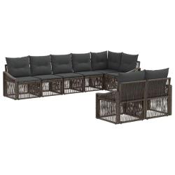 Ensemble de canap&eacute; de jardin 8 pcs Gris polyrotin