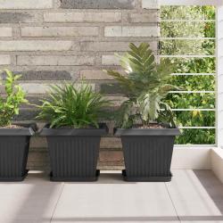 Plateau carr&eacute; &agrave; fleurs 24 pcs Noir 21 x 21 x 2 cm Plastique
