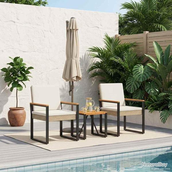 Ensemble de meubles d'ext�rieur 3 pcs Beige et blanc cr�me