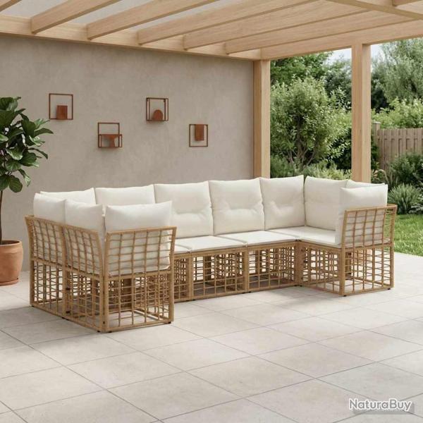 Ensemble de canap�s d'ext�rieur 7 pcs Blanc Naturel et Cr�me