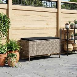 Pouf de Jardin Gris et Gris fonc&eacute; 80 x 38 x 45 cm Rotin PE