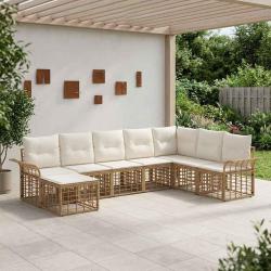 Ensemble de canap&eacute;s d'ext&eacute;rieur 8 pcs Blanc Naturel et Cr&egrave;me