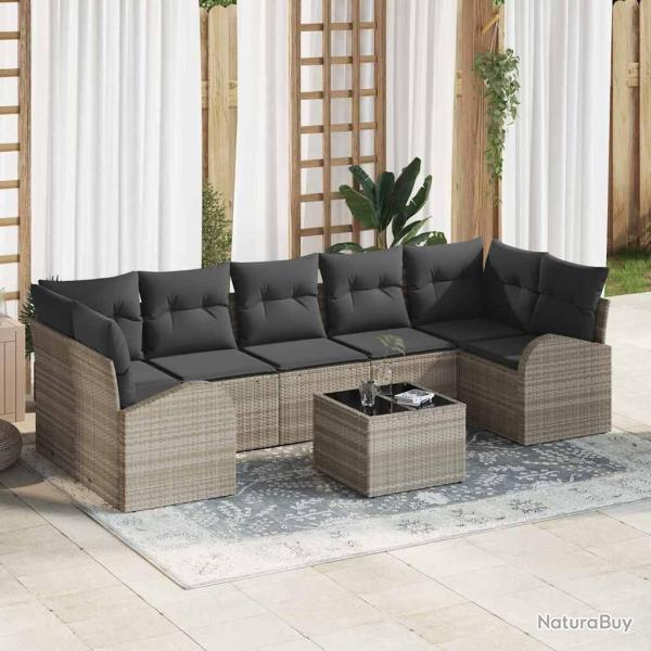 Ensemble de canap� de jardin 8 pcs Gris clair et gris fonc�