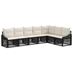 Ensemble de canap&eacute; de jardin 7 pcs Noir polyrotin