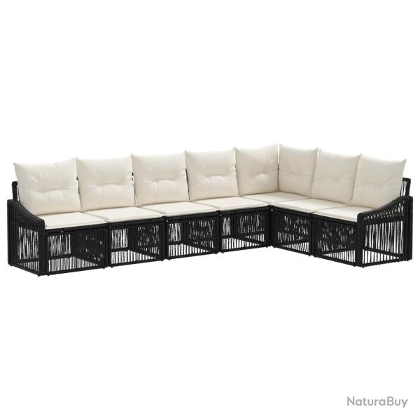 Ensemble de canap� de jardin 7 pcs Noir polyrotin
