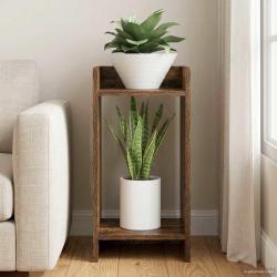 Support de Plante Ch&ecirc;ne Fum&eacute; 30 x 30 x 60 cm Bois d'ing&eacute;nierie