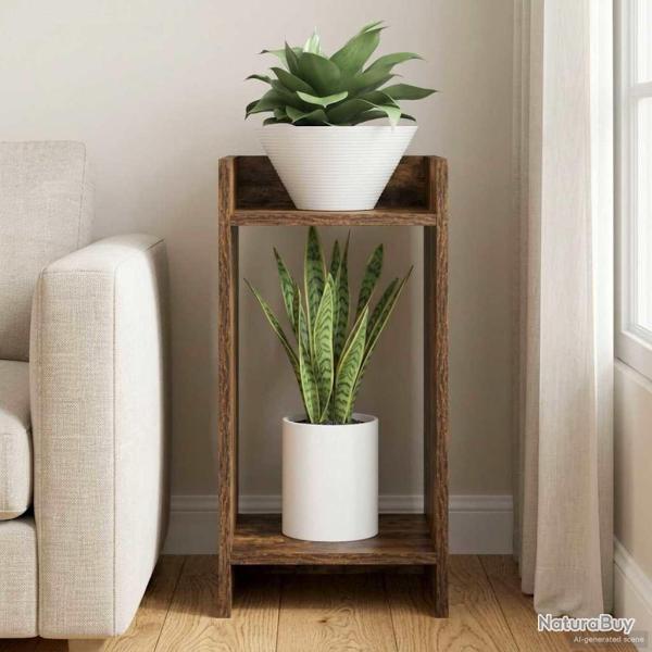 Support de Plante Ch�ne Fum� 30 x 30 x 60 cm Bois d'ing�nierie