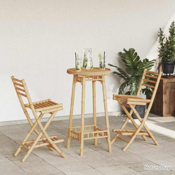 Ensemble de bar d'ext�rieur pliable en bambou 3 pcs