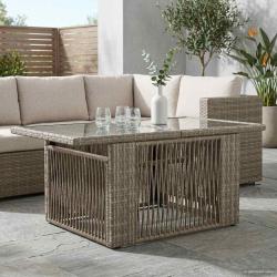 Table de Jardin Gris 100 x 55 x 37 cm Rattan PE et Verre