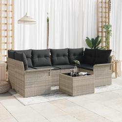 Ensemble de canap&eacute; de jardin 7 pcs Gris clair et gris fonc&eacute;