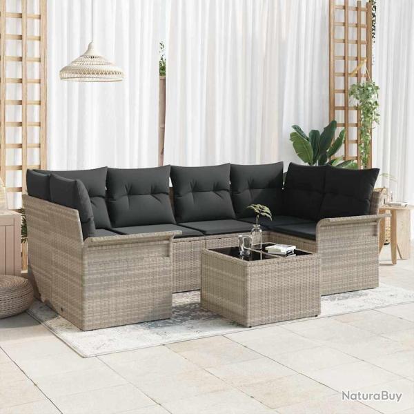 Ensemble de canap� de jardin 7 pcs Gris clair et gris fonc�