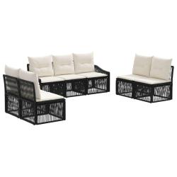 Ensemble de canap&eacute; de jardin 7 pcs Noir polyrotin