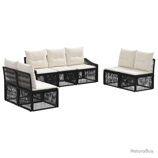 Ensemble de canap� de jardin 7 pcs Noir polyrotin