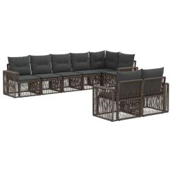 Ensemble de canap&eacute; de jardin 8 pcs Gris et Gris fonc&eacute; polyrotin