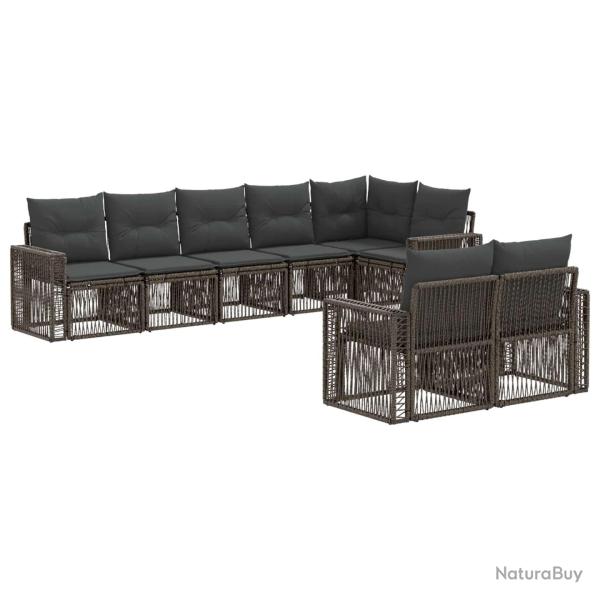 Ensemble de canap� de jardin 8 pcs Gris et Gris fonc� polyrotin