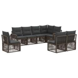 Ensemble de canap&eacute; de jardin 8 pcs Gris et Gris fonc&eacute; polyrotin