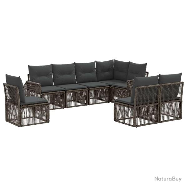 Ensemble de canap� de jardin 8 pcs Gris et Gris fonc� polyrotin