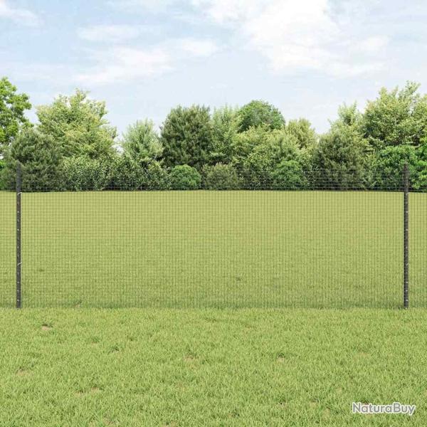 Cl�ture en fil soud� avec poteaux 10 x 0,8 m Gris Maille