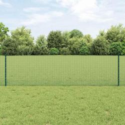 Cl&ocirc;ture en fil soud&eacute; avec poteaux 25 x 0,6 m Vert Maille
