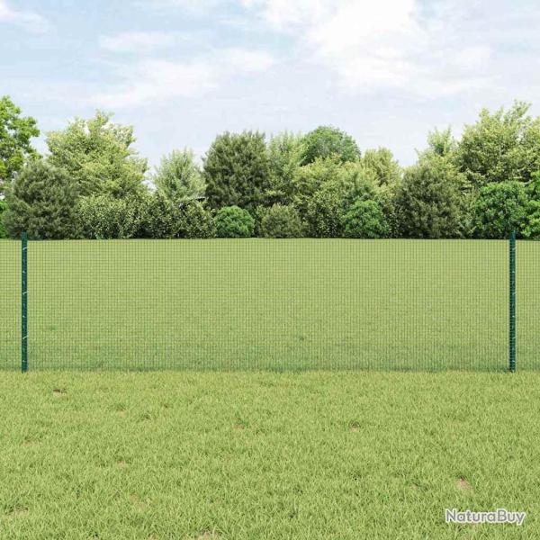 Cl�ture en fil soud� avec poteaux 25 x 0,6 m Vert Maille