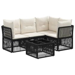 Ensemble de canap&eacute; de jardin 5 pcs Noir polyrotin