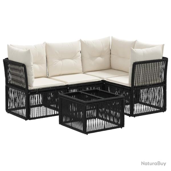 Ensemble de canap� de jardin 5 pcs Noir polyrotin